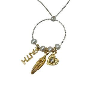 Faith Hope Love Necklace Multicharm Necklace Pearls & Sterling Silver Gold Wash